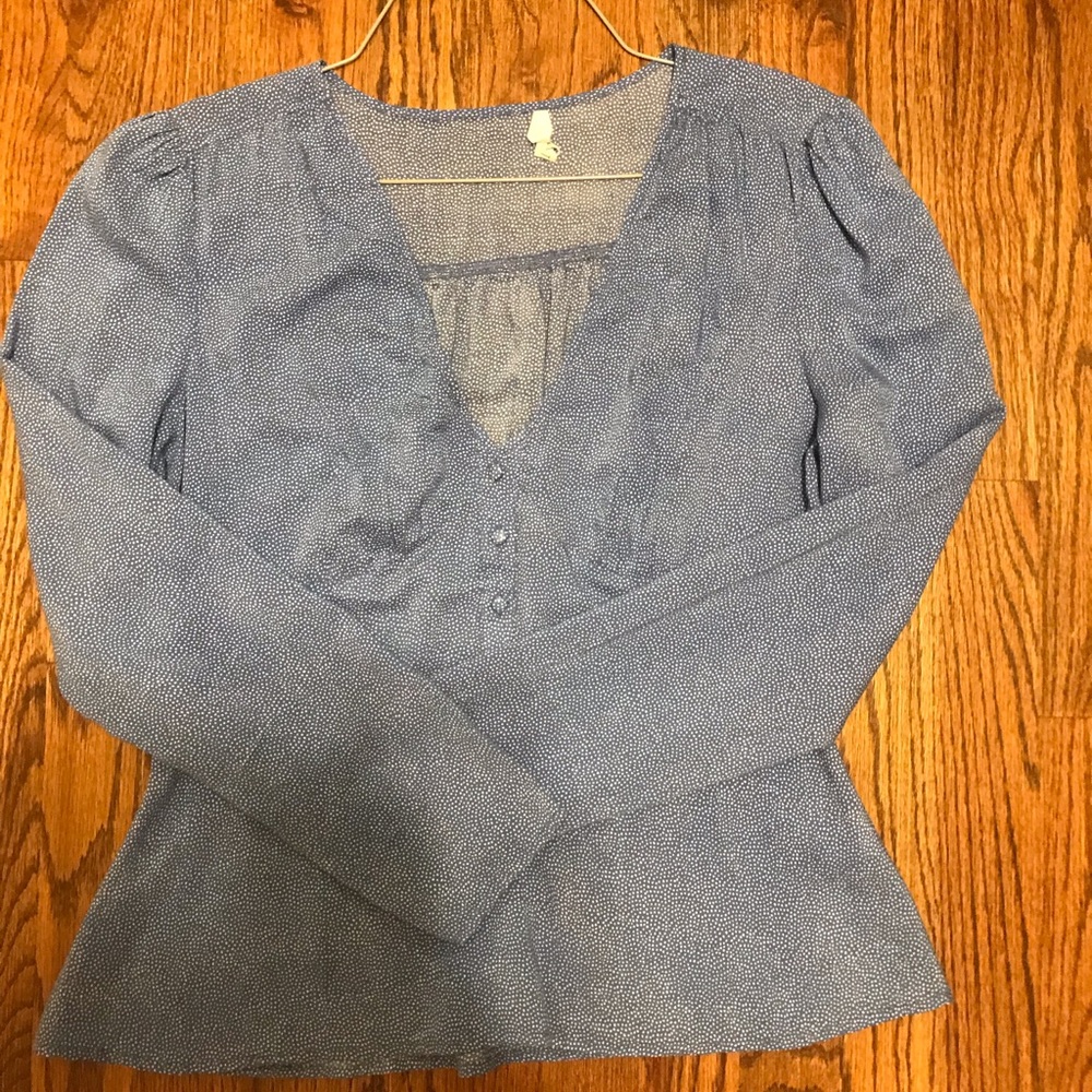 Urban Outfitters polka dot blue blouse